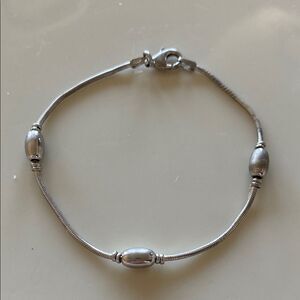 Italian Sterling Silver Bead Snake Chain Bracelet - Silver